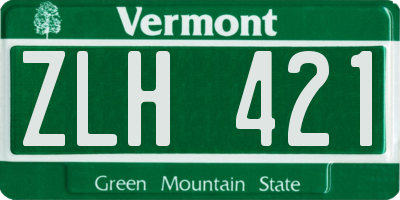 VT license plate ZLH421