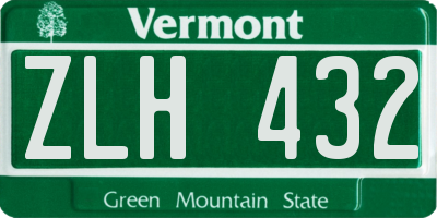 VT license plate ZLH432