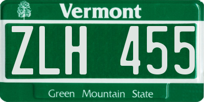 VT license plate ZLH455