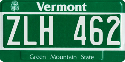 VT license plate ZLH462
