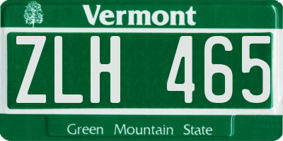 VT license plate ZLH465