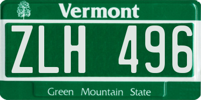 VT license plate ZLH496