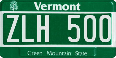 VT license plate ZLH500