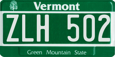 VT license plate ZLH502