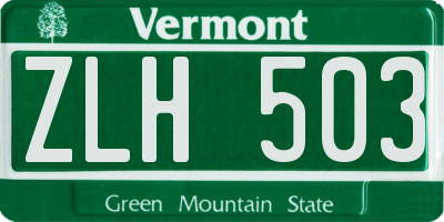VT license plate ZLH503