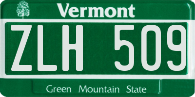 VT license plate ZLH509