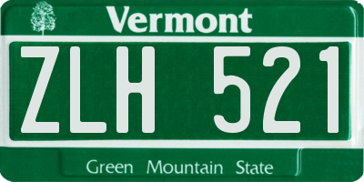 VT license plate ZLH521