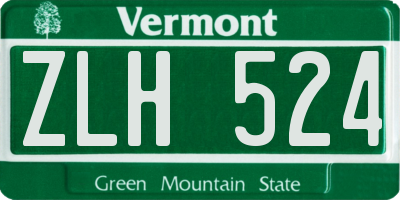 VT license plate ZLH524