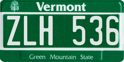 VT license plate ZLH536