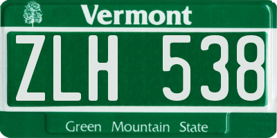 VT license plate ZLH538