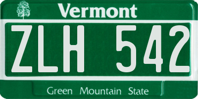 VT license plate ZLH542