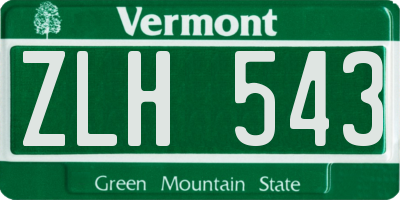 VT license plate ZLH543