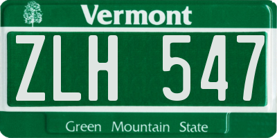 VT license plate ZLH547