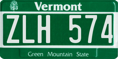 VT license plate ZLH574