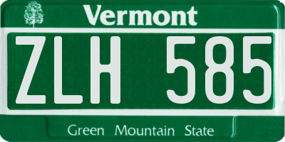 VT license plate ZLH585