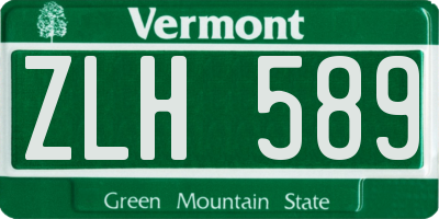 VT license plate ZLH589