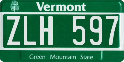 VT license plate ZLH597