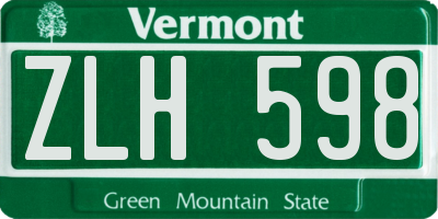 VT license plate ZLH598