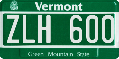 VT license plate ZLH600
