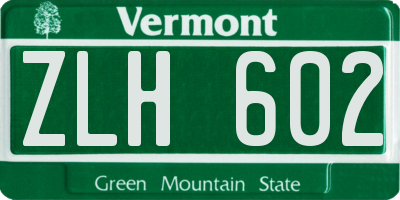 VT license plate ZLH602