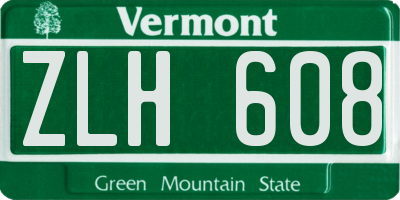 VT license plate ZLH608