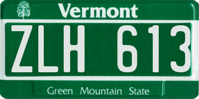 VT license plate ZLH613