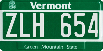 VT license plate ZLH654