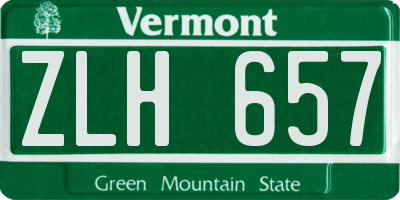 VT license plate ZLH657