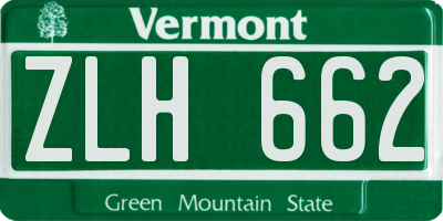 VT license plate ZLH662