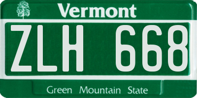 VT license plate ZLH668