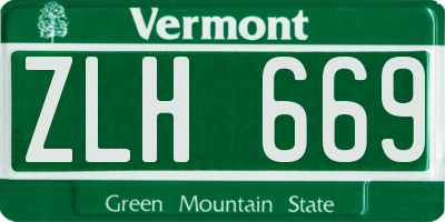 VT license plate ZLH669