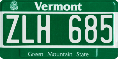VT license plate ZLH685