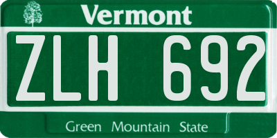 VT license plate ZLH692