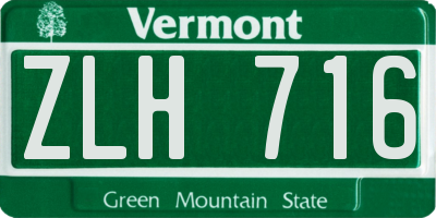 VT license plate ZLH716