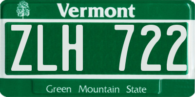 VT license plate ZLH722