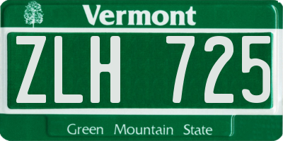 VT license plate ZLH725