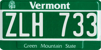 VT license plate ZLH733