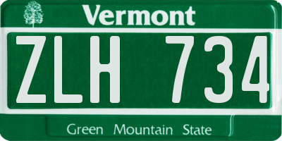 VT license plate ZLH734