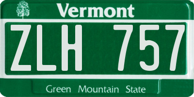 VT license plate ZLH757