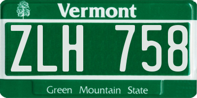VT license plate ZLH758