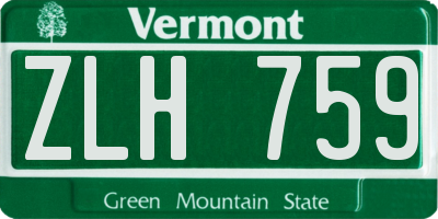 VT license plate ZLH759