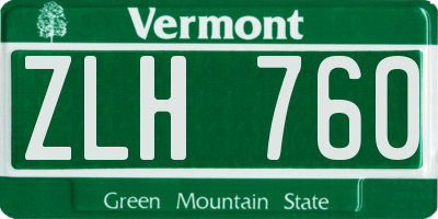 VT license plate ZLH760