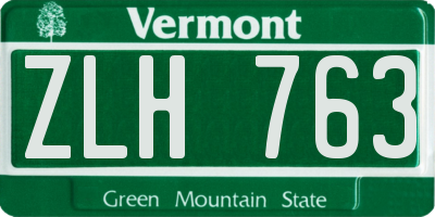 VT license plate ZLH763