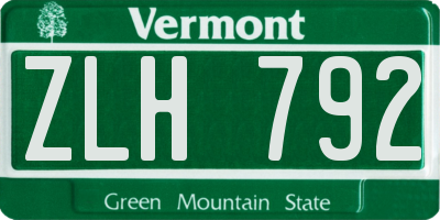 VT license plate ZLH792