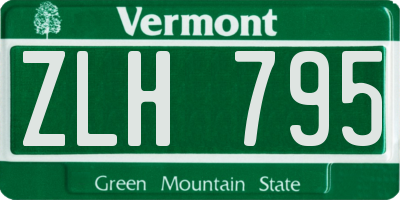 VT license plate ZLH795