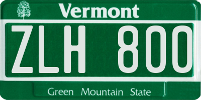 VT license plate ZLH800