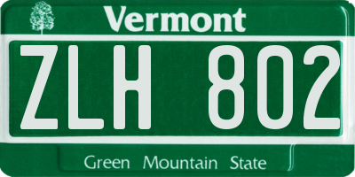 VT license plate ZLH802