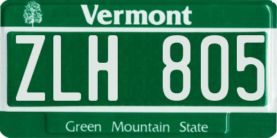 VT license plate ZLH805