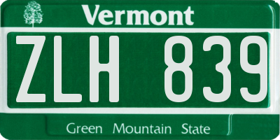 VT license plate ZLH839