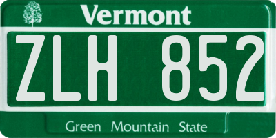 VT license plate ZLH852